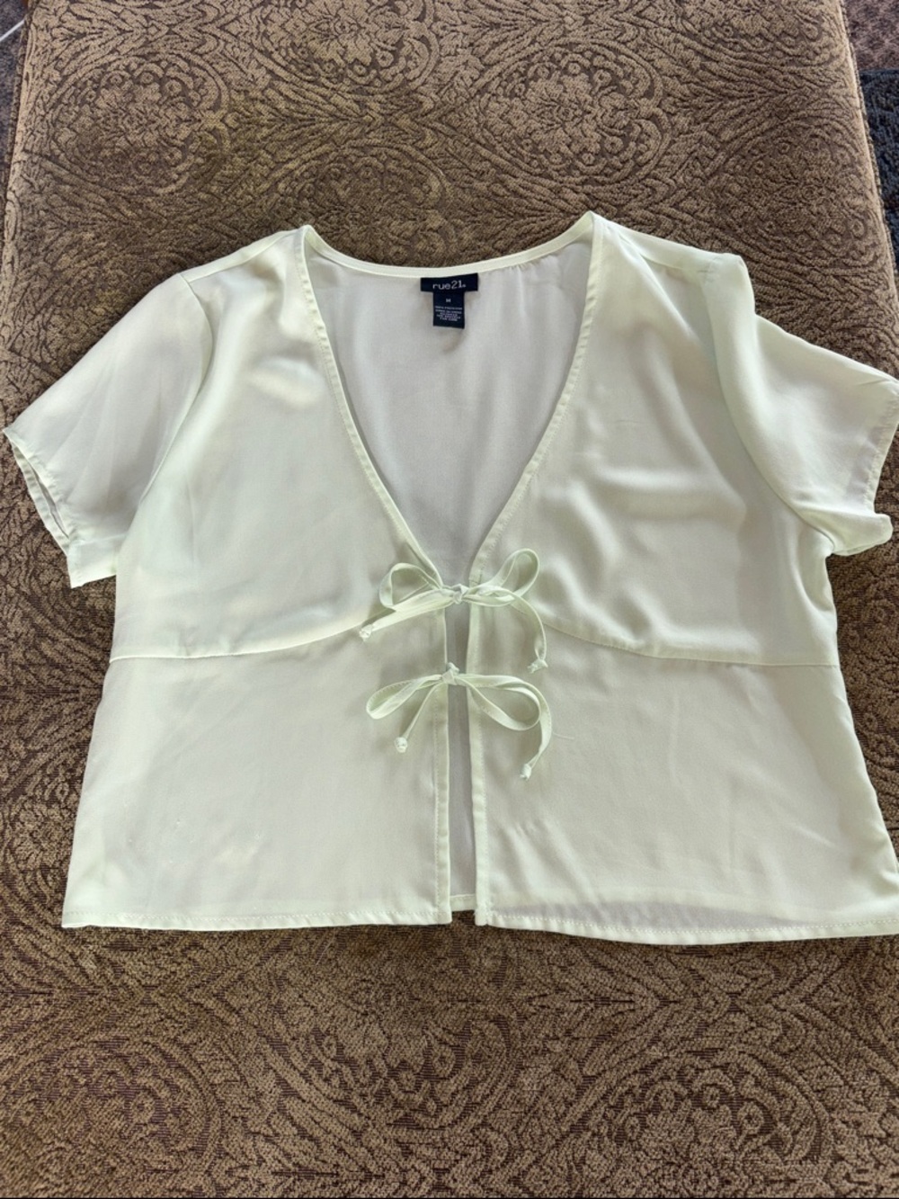 Rue21 Pale Mint Tie-Front Short Sleeve Blouse